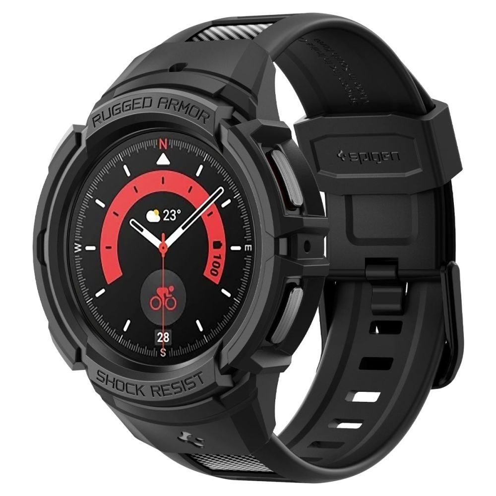 Spigen Rugged Armor Pro-fodral med rem för Samsung Galaxy Watch 5 Pro (45mm) - Svart