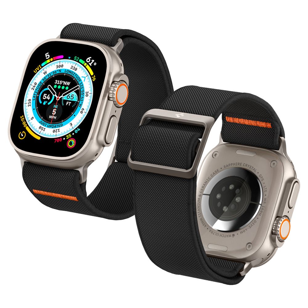 Spigen Fit Lite Ultra-armband för Apple Watch 4/5/6/7/8/9/SE/Ultra (42/44/45/49 mm) - Svart