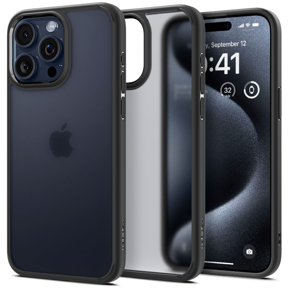 Spigen Ultra Hybrid iPhone 15 Pro-fodral - klar svart