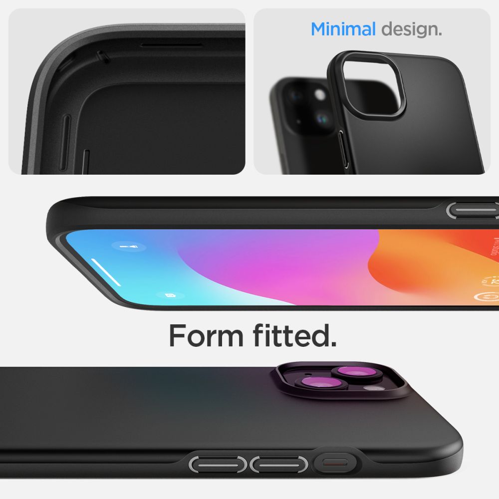 Spigen Thin Fit iPhone 15-etui - sort