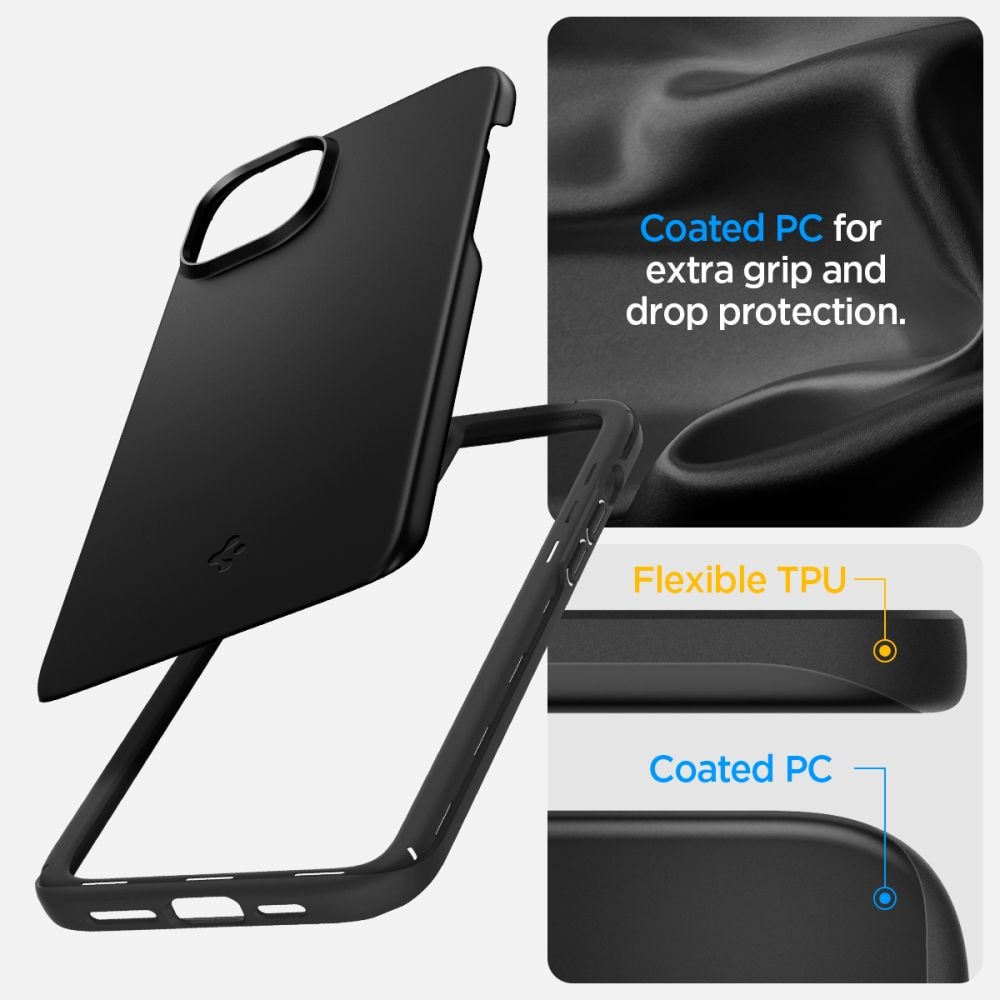 Spigen Thin Fit iPhone 15-etui - sort