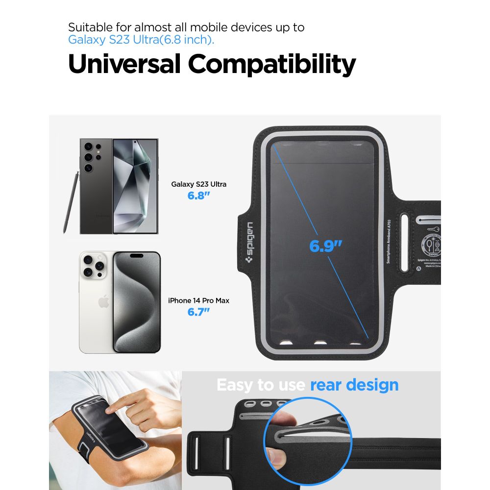 Spigen A703 sportarmband 6,9'' - svart