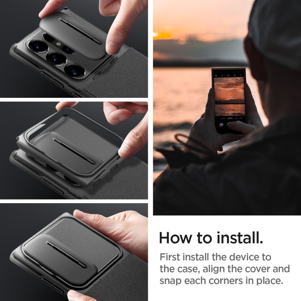 Spigen Optik Armor-etui til Samsung Galaxy S24 Ultra - Sort