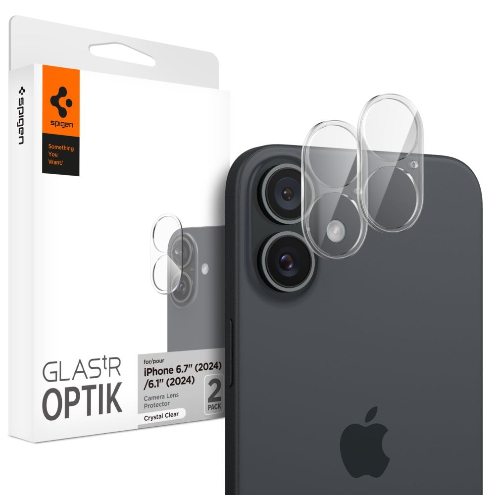 Spigen Optik Glas.tR härdat glas för iPhone 16 / 16 Plus kamera - transparent (2 st.)