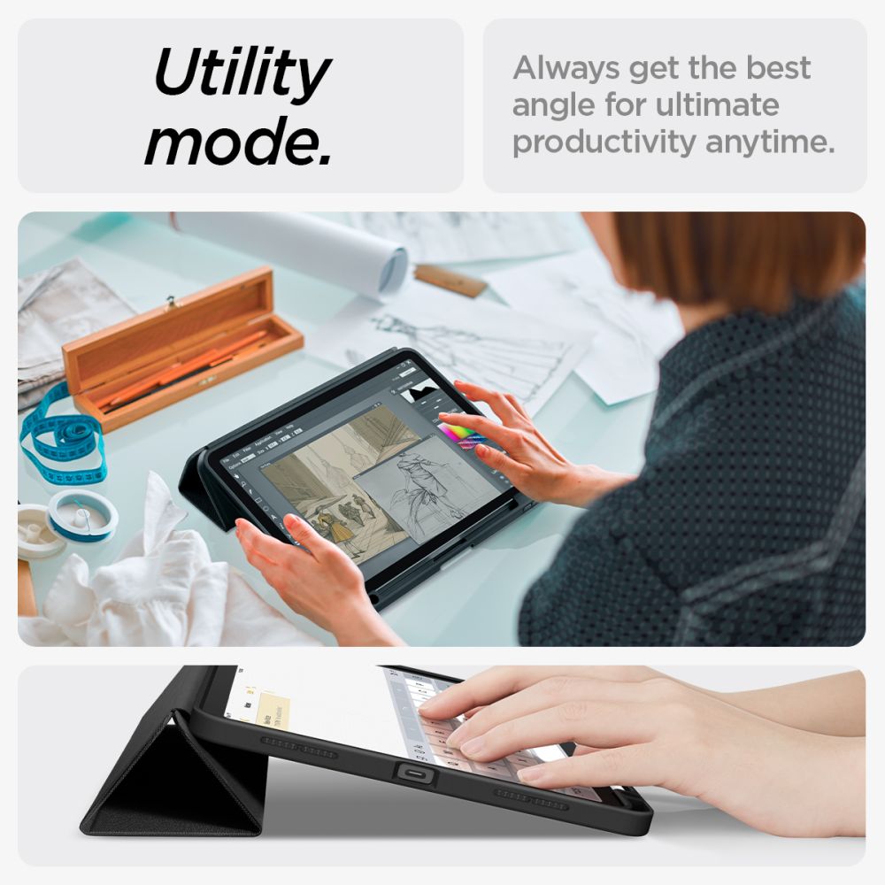 Spigen Urban Fit-etui til iPad Air 10,9'' 4/5 2020-2022 / 11,6'' 2024 - Sort