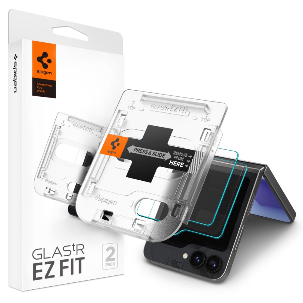 Spigen Glas.tR EZ Fit härdat glas för Samsung Galaxy Z Flip 6 - 2 st.