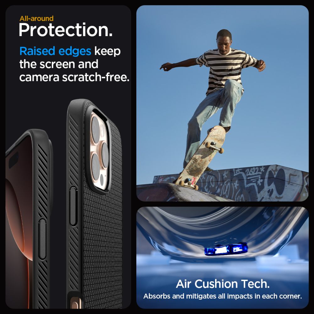 Spigen Liquid Air iPhone 16 Pro-kuffert - sort
