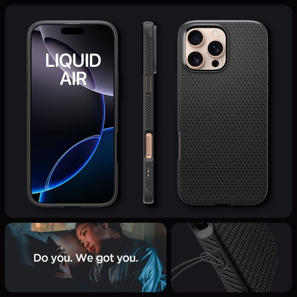 Spigen Liquid Air iPhone 16 Pro-kuffert - sort