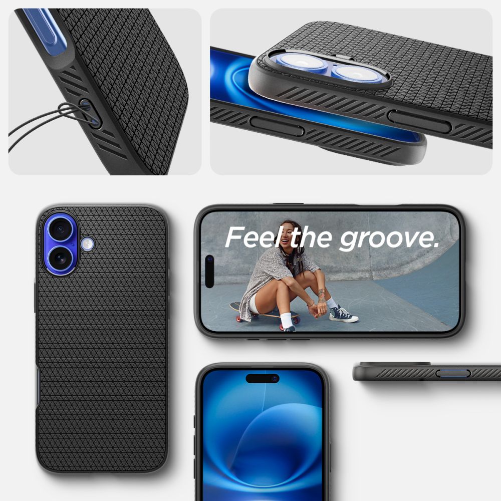 Spigen Liquid Air iPhone 16 Kuffert - Sort