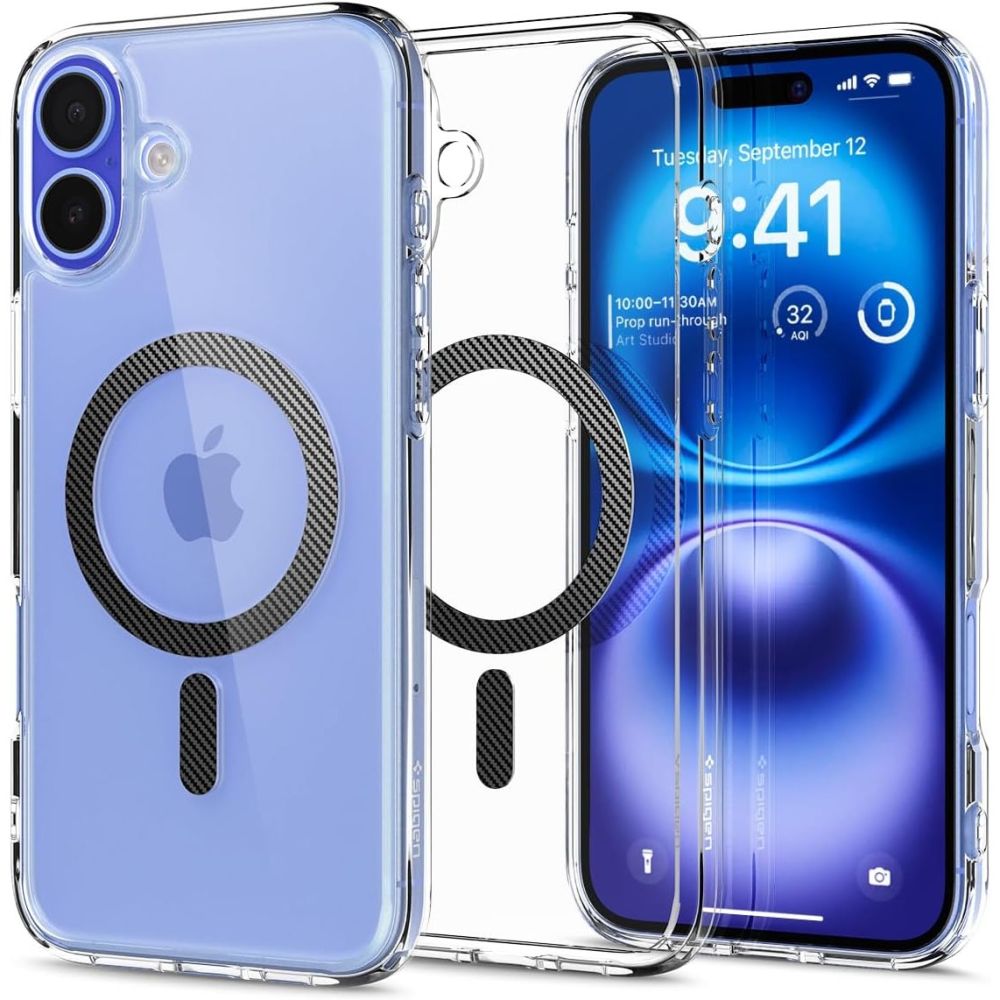 Spigen Ultra Hybrid MagSafe kolfiber för iPhone 16 - mörkgrå