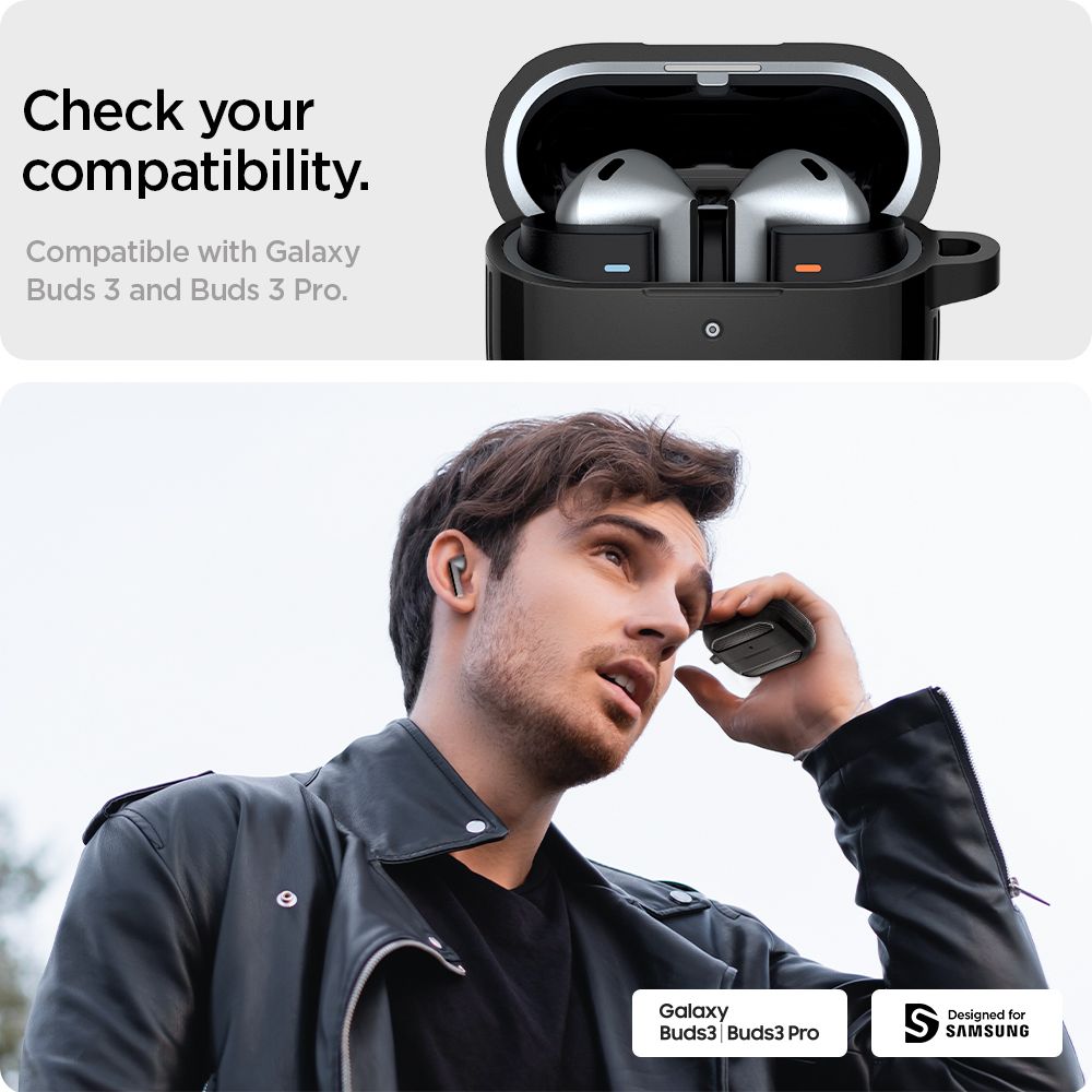 Spigen Rugged Armor Samsung Galaxy Buds 3 / 3 Pro-etui - Sort