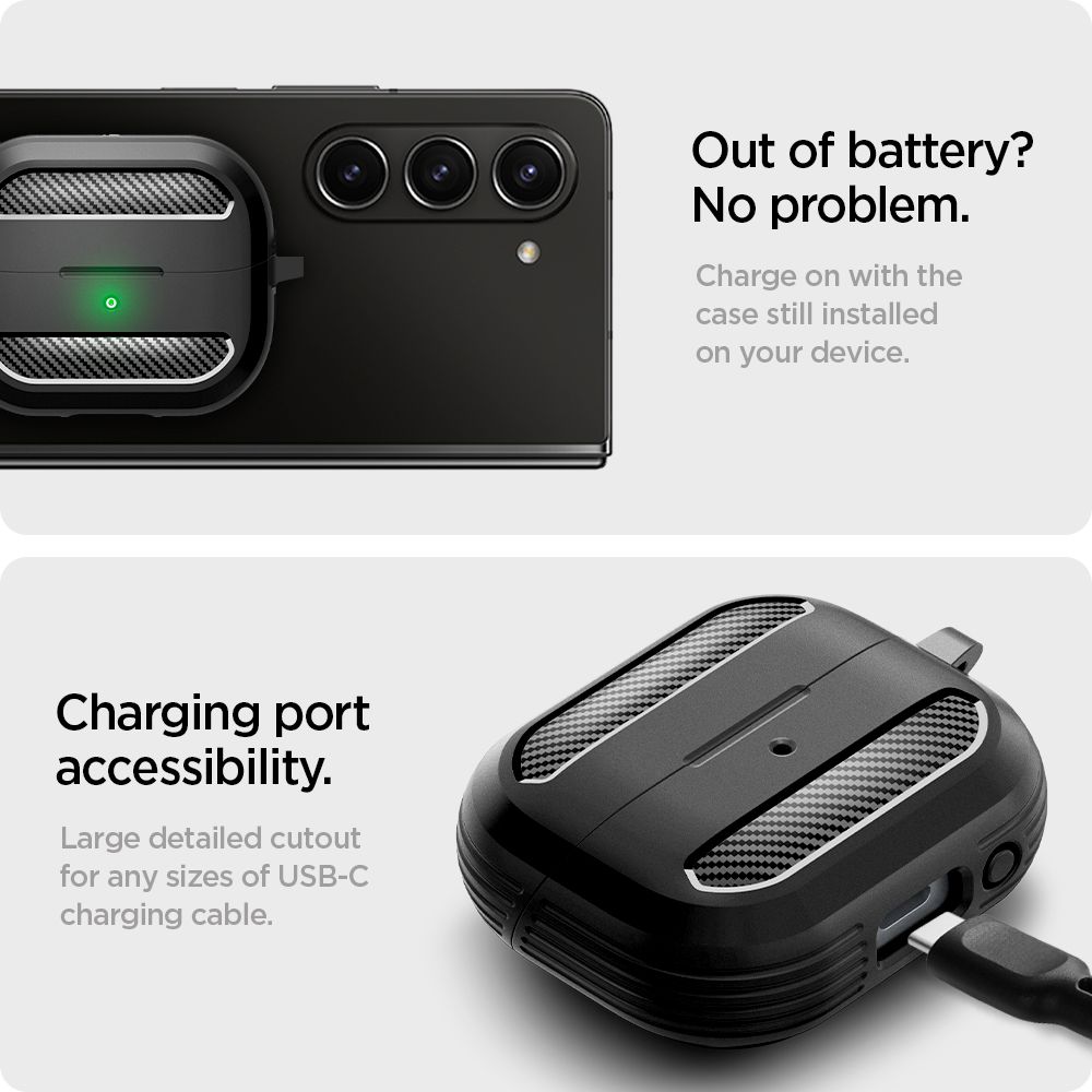 Spigen Rugged Armor Samsung Galaxy Buds 3 / 3 Pro-etui - Sort