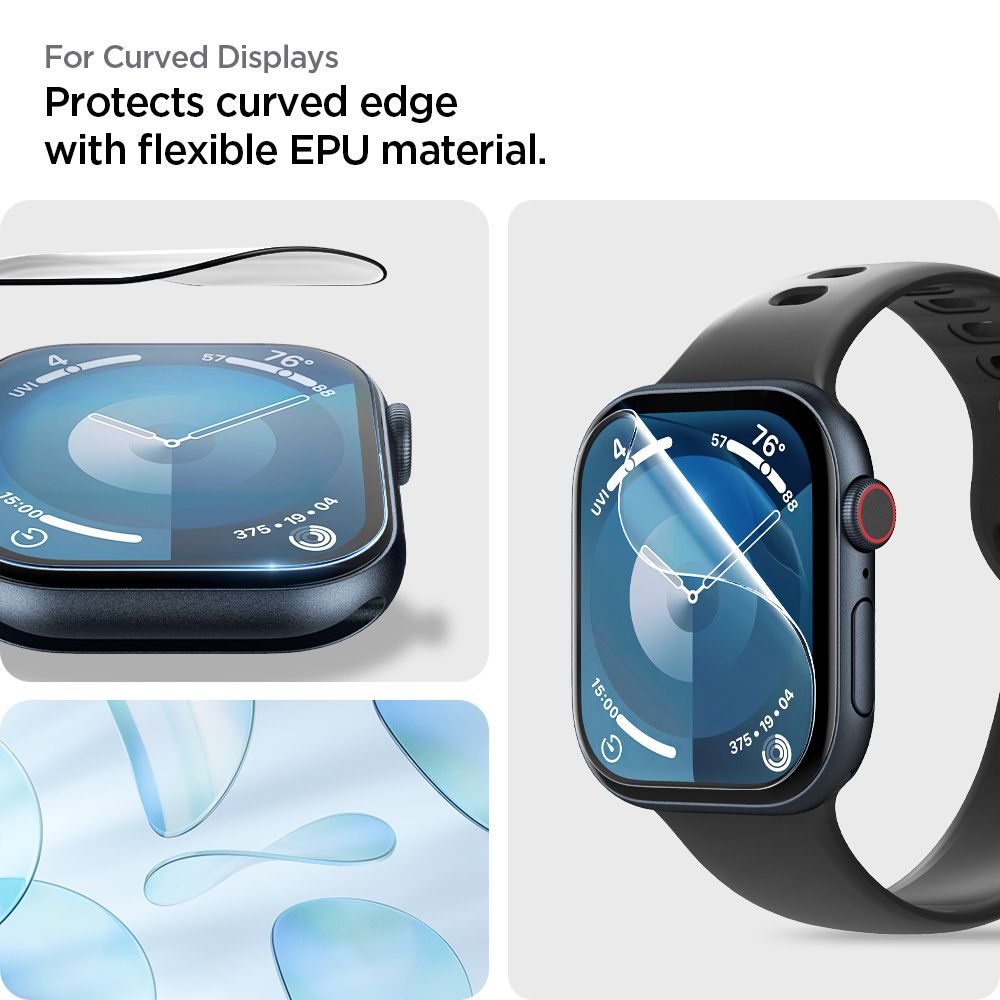 Spigen Elite Shield "EZ FIT" Hybrid Glass 2-PACK til Apple Watch 10 (42MM) - Clear