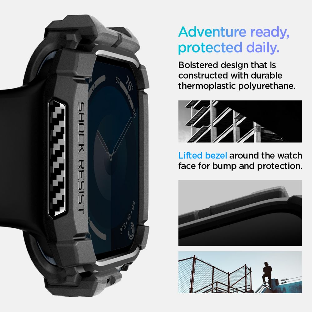 Spigen Robust panseretui til Apple Watch 10 46mm - Sort