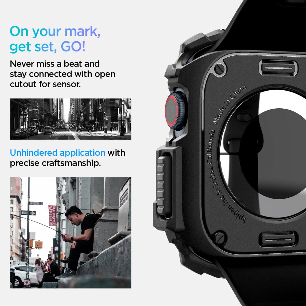 Spigen Robust panseretui til Apple Watch 10 46mm - Sort