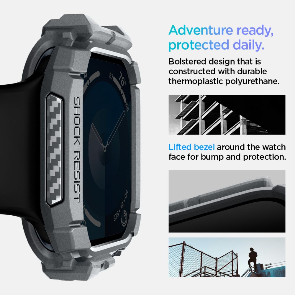 Spigen Robust panseretui til Apple Watch 10 46mm - grå