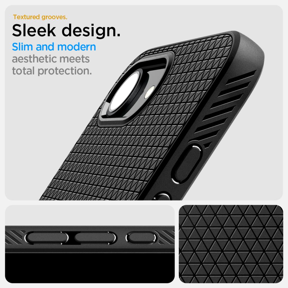 Spigen Liquid Air Mag MagSafe iPhone 16e-etui - mat sort