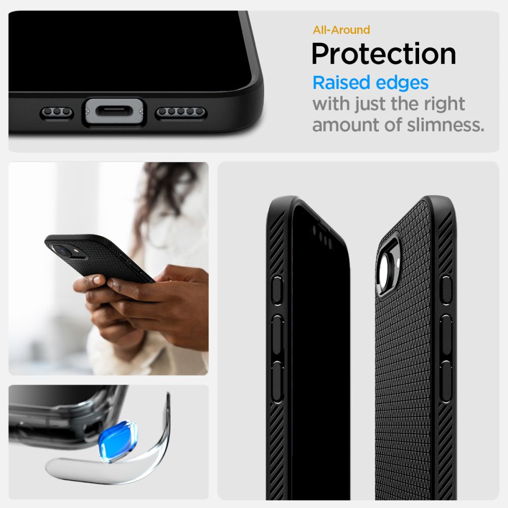 Spigen Liquid Air Mag MagSafe iPhone 16e-etui - mat sort