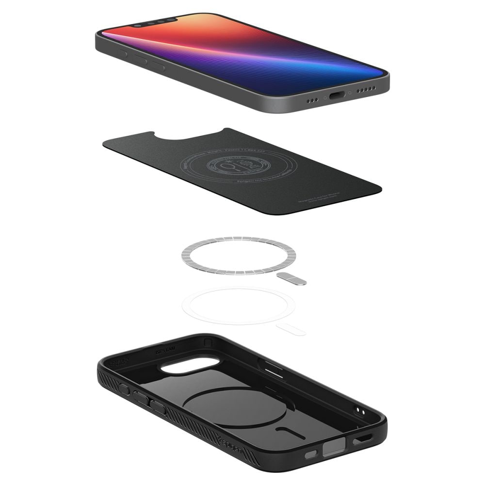 Spigen Liquid Air Mag MagSafe iPhone 16e-etui - mat sort