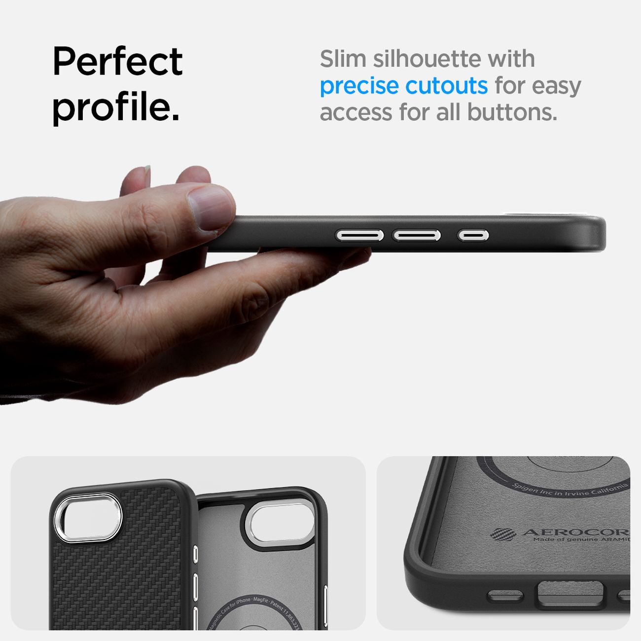 Spigen Enzo Aramid MagSafe iPhone 16e-etui - sort