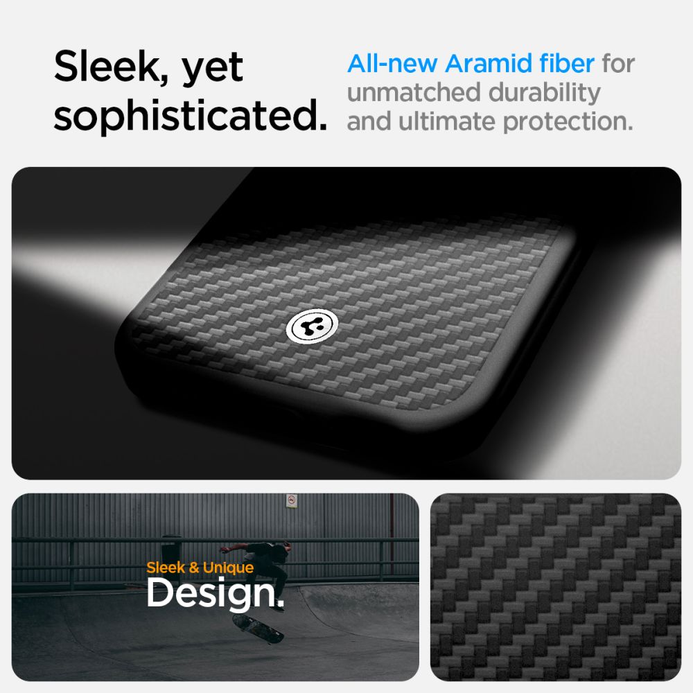 Spigen Enzo Aramid MagSafe iPhone 16e-etui - sort