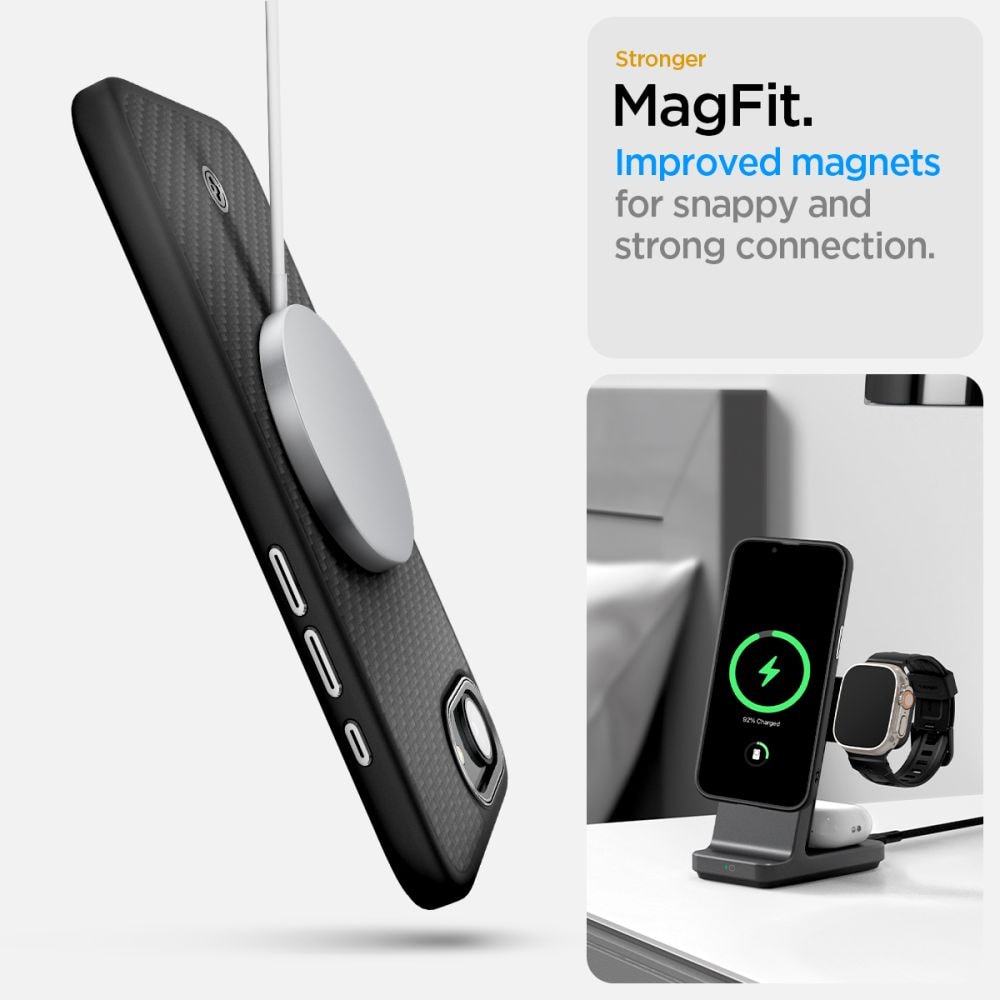 Spigen Enzo Aramid MagSafe iPhone 16e-etui - sort