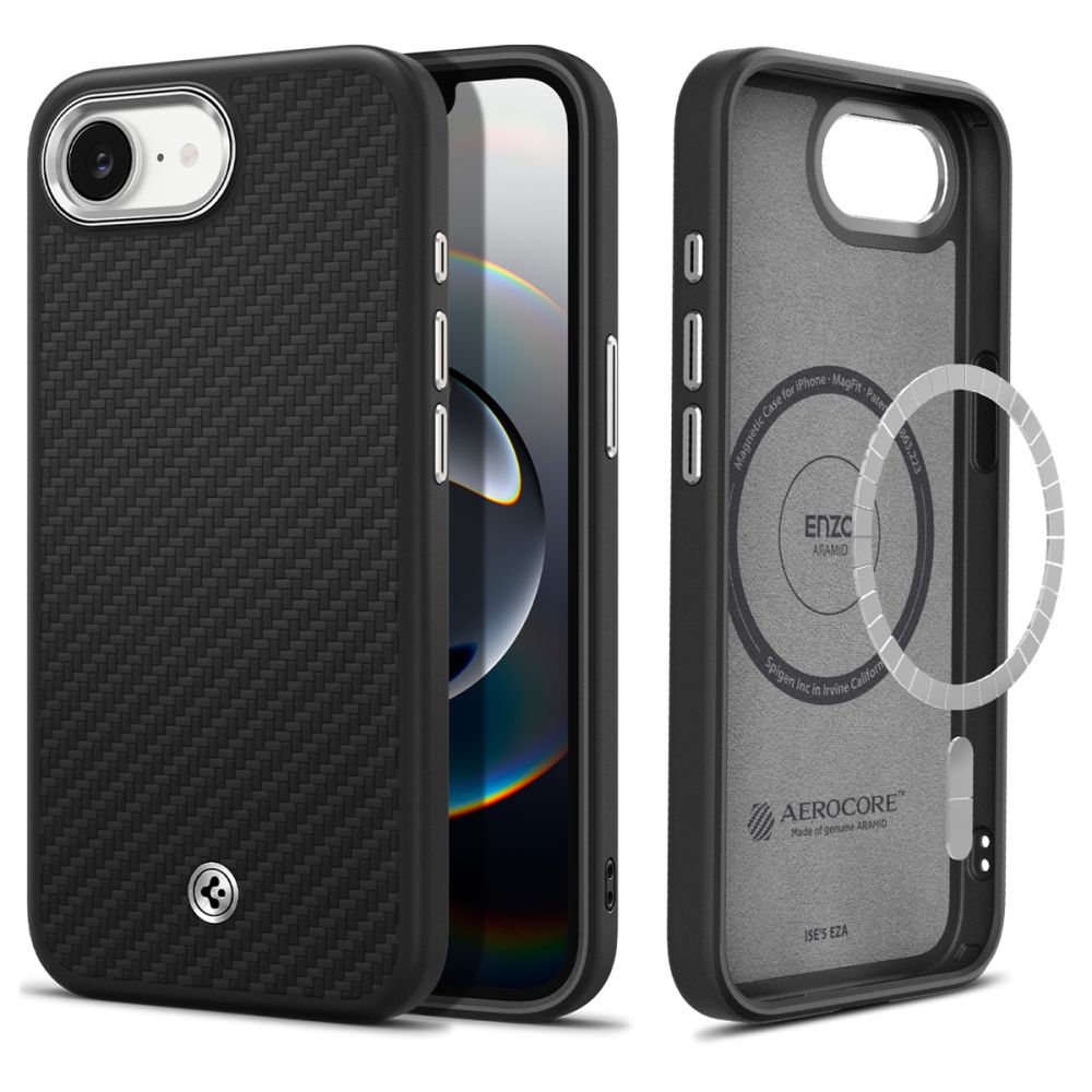 Spigen Enzo Aramid MagSafe iPhone 16e-etui - sort
