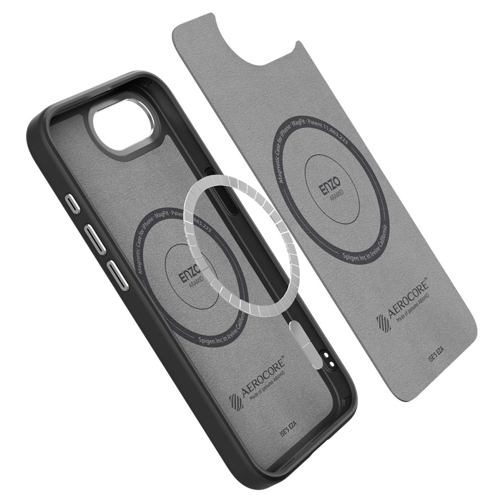 Spigen Enzo Aramid MagSafe iPhone 16e-etui - sort