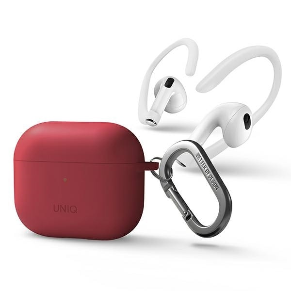 Uniq Nexo-fodral för AirPods 3 + öronkrokar Silikon - röd