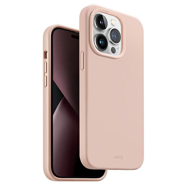 Uniq Lino Hue Magclick laddningsfodral för iPhone 14 Pro Max - rosa
