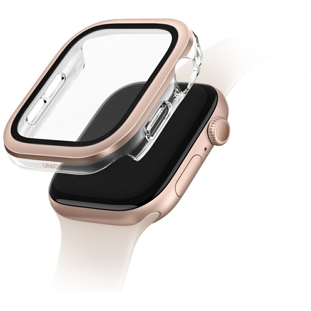 Uniq Voute Fodral i härdat glas för Apple Watch 10 46mm - Rose Gold