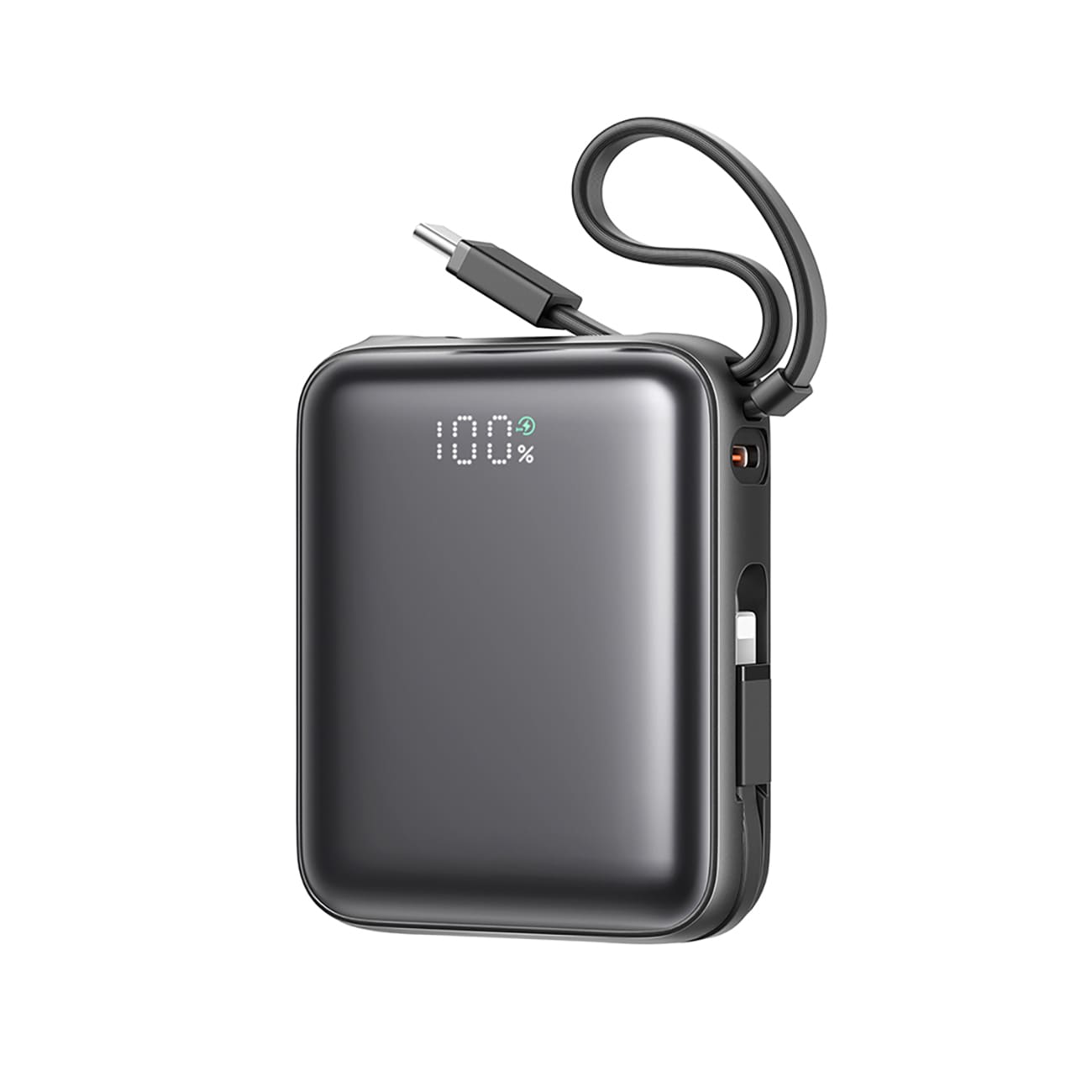 Joyroom JR-PBF27 10000mAh 22,5W Powerbank med inbyggda USB-C- och Lightning-kablar - Svart