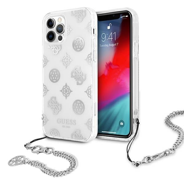 Guess GUHCP12LKSPESI iPhone 12 Pro Max 6,7" silver/silver hårda fodral Peony Chain Collection