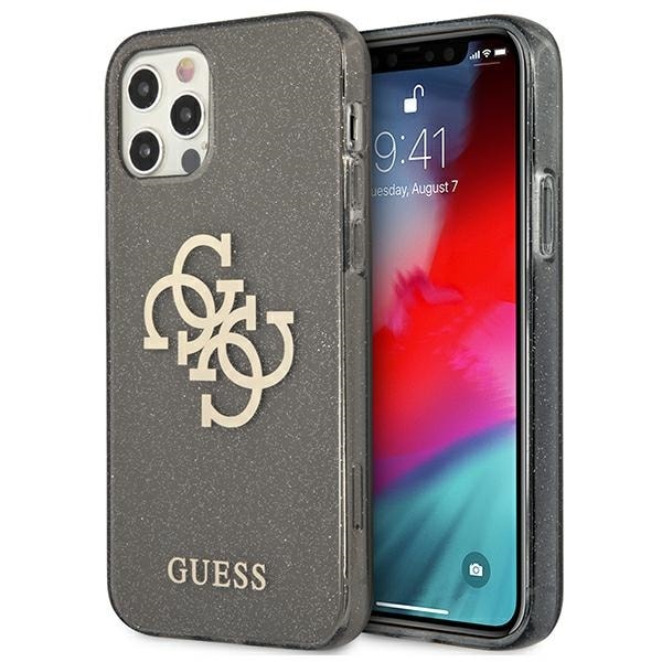 Guess GUHCP12LPCUGL4GBK iPhone 12 Pro Max 6,7" svart/svart hårt fodral Glitter 4G Big Logo