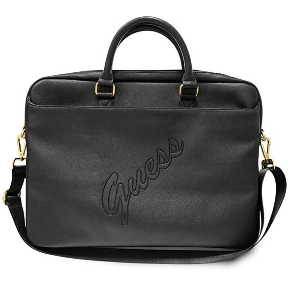 Guess Saffiano Script-väska för en 16" bärbar dator - svart
