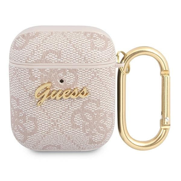 Guess 4G Script Metal Collection Fodral för AirPods 1 / 2 - Rosa