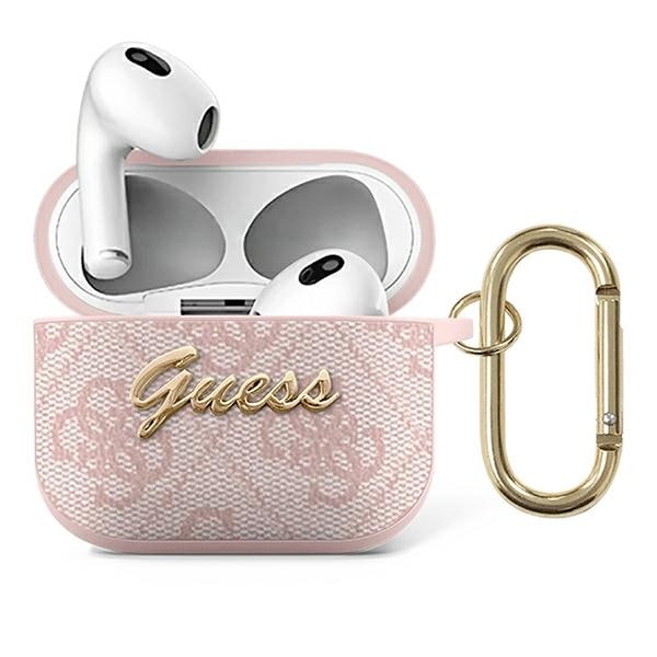 Guess GUA34GSMP AirPods 3 skydd rosa/rosa 4G Script Metal Collection