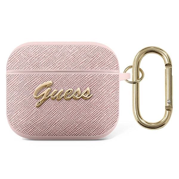 Guess GUA3SASMP AirPods 3-skydd rosa/rosa Saffiano Script Metal Collection