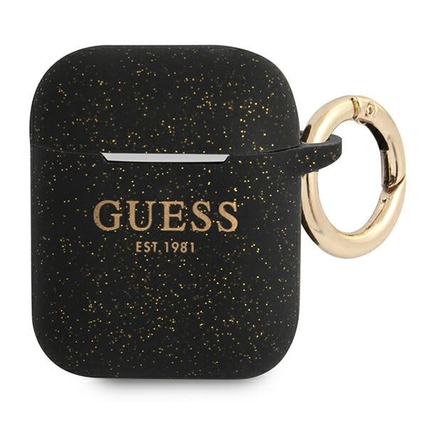 Guess GUA2SGGEK AirPods skydd svart/svart Silikon Glitter