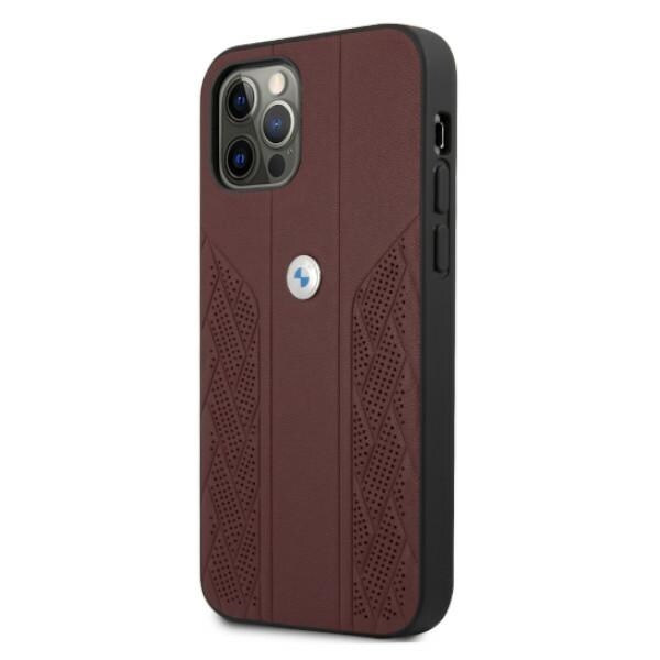 BMW Curve Perforate-etui i læder til iPhone 12 / iPhone 12 Pro - Rød