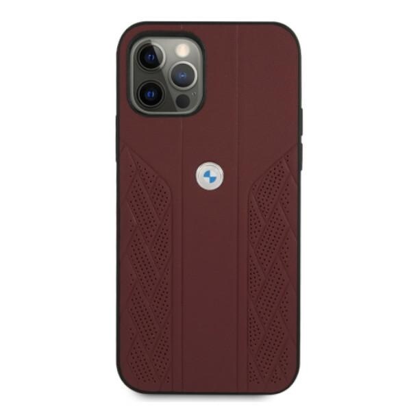 BMW Curve Perforate-etui i læder til iPhone 12 / iPhone 12 Pro - Rød