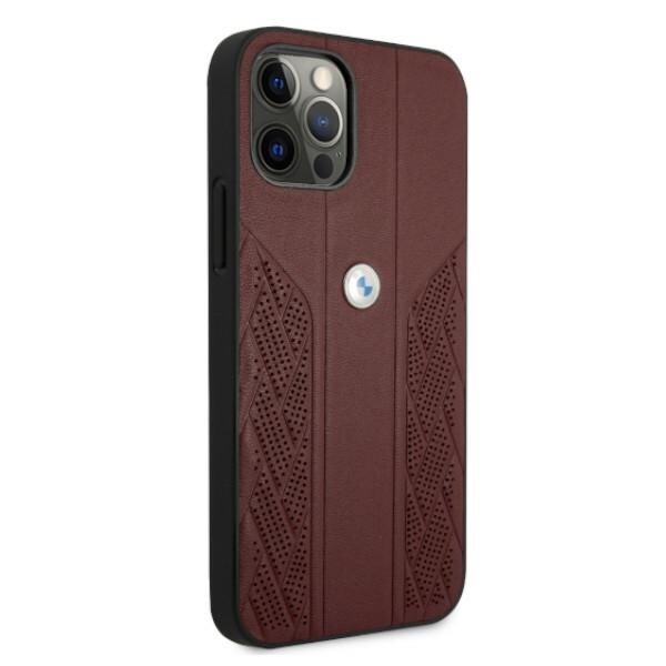 BMW Curve Perforate-etui i læder til iPhone 12 / iPhone 12 Pro - Rød