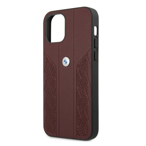 BMW Curve Perforate-etui i læder til iPhone 12 / iPhone 12 Pro - Rød