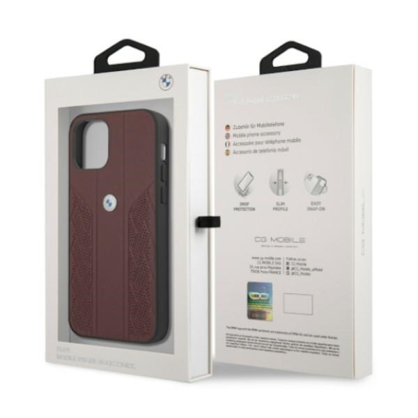 BMW Curve Perforate-etui i læder til iPhone 12 / iPhone 12 Pro - Rød