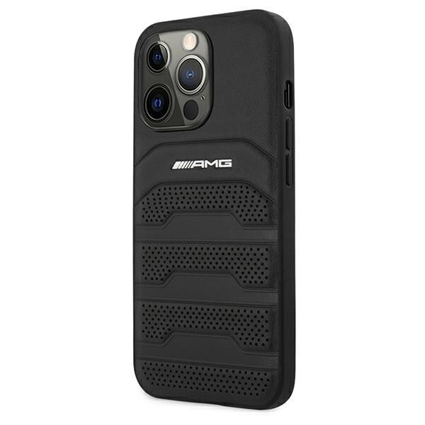 AMG læderetui med prægede linjer til iPhone 13 Pro / iPhone 13 - sort