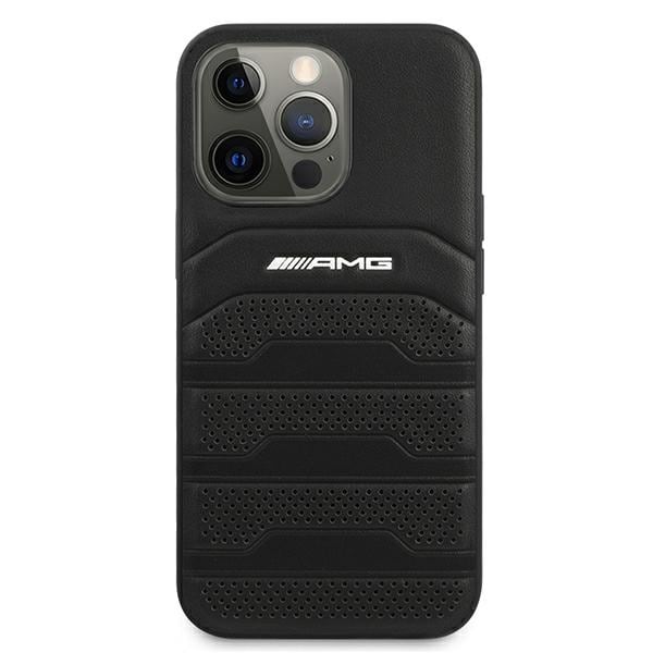 AMG læderetui med prægede linjer til iPhone 13 Pro / iPhone 13 - sort