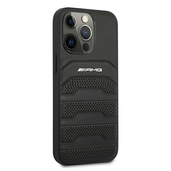 AMG læderetui med prægede linjer til iPhone 13 Pro / iPhone 13 - sort
