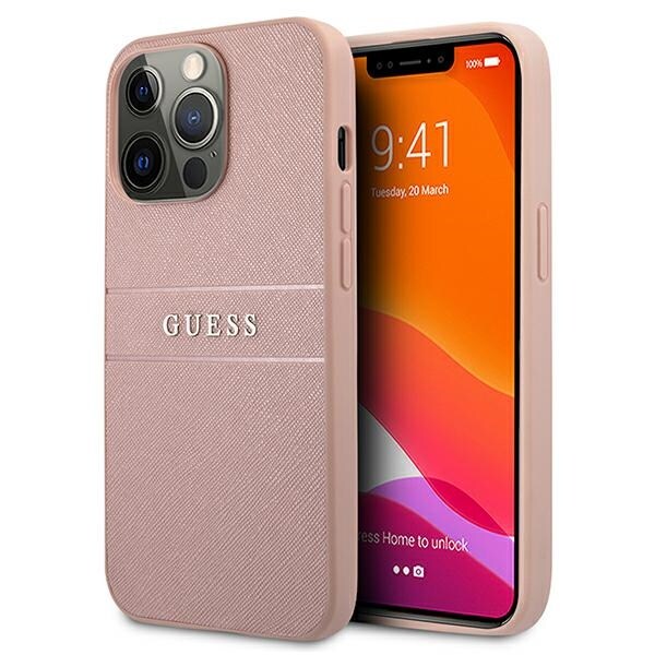 Guess GUHCP13XPSASBPI iPhone 13 Pro Max 6,7" rosa/rosa hårda fodral Saffiano Stripe