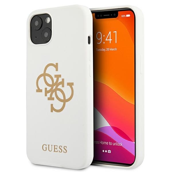 Guess GUHCP13SLS4GGWH iPhone 13 mini 5,4" vit/vit hårt fodral Silikon 4G Logo
