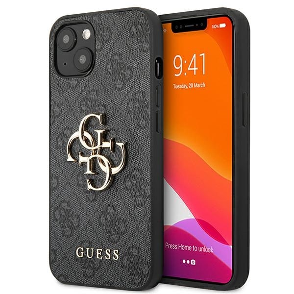 Guess GUHCP13M4GMGGR iPhone 13 / 14 / 15 6,1" grått/grått hårdfodral 4G Big Metal Logo